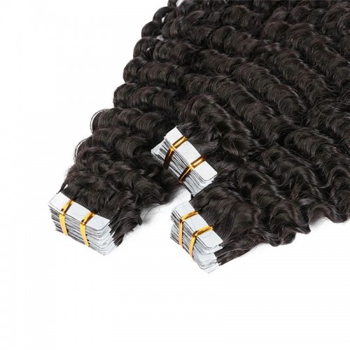 Human Hair Tape In Extensions Deep Wave（20pcs/set） | Human Hair Wig | Lace Front